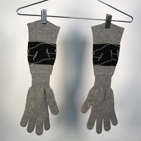 Hermès Cashmere Long Gloves Gray/Black